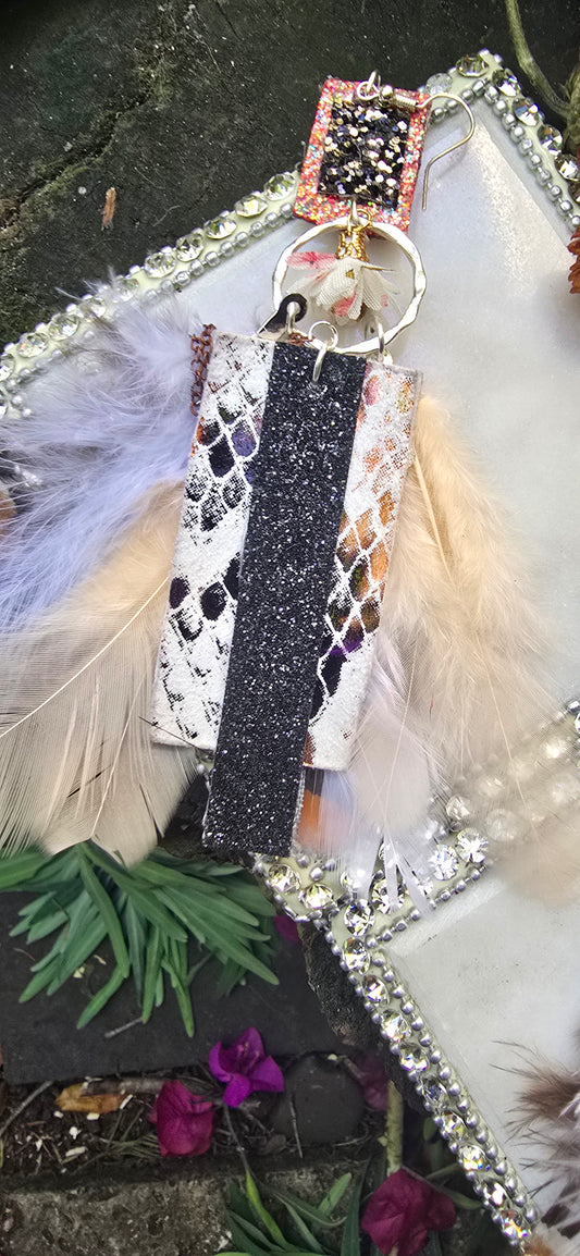 Bianca - Neutral Feather Earrings - Shop Moxxc