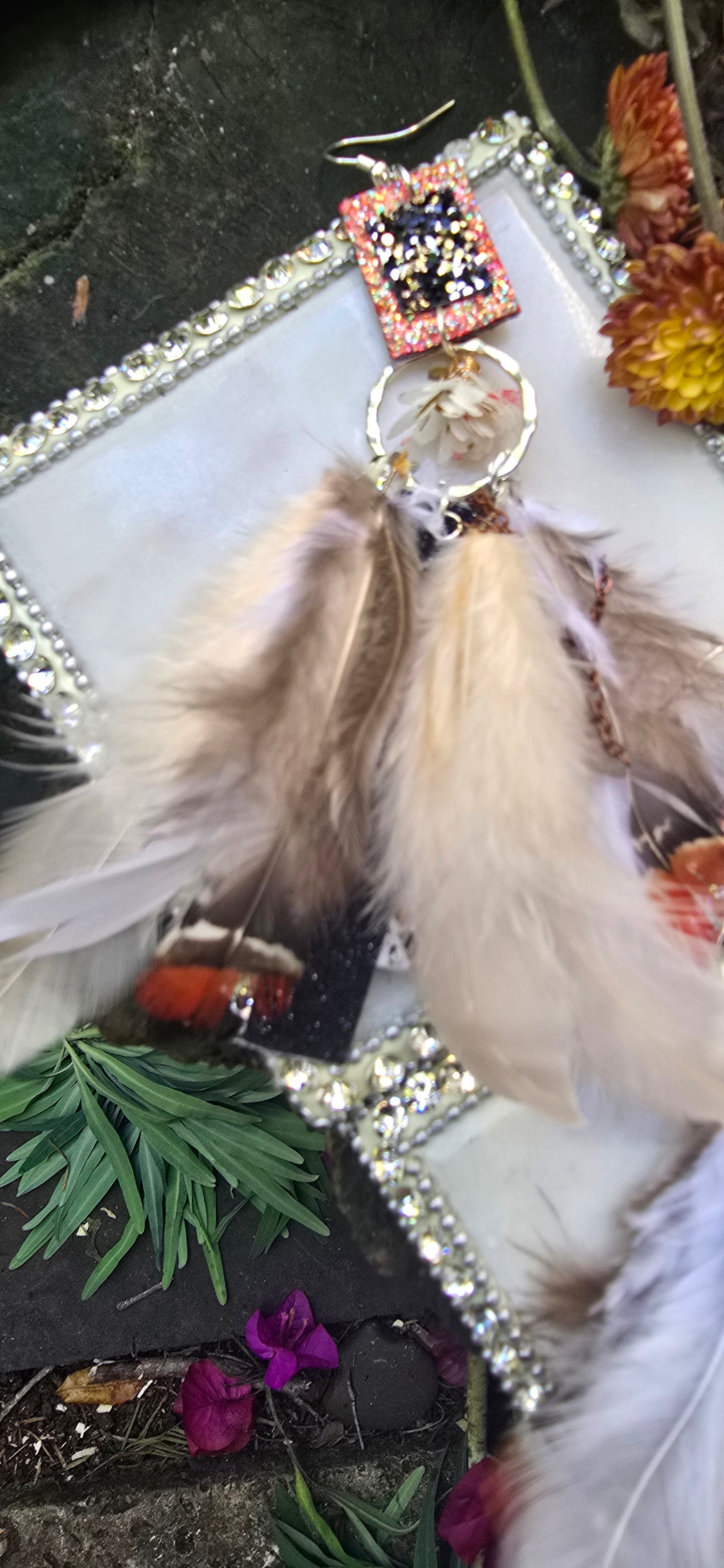 Bianca - Neutral Feather Earrings - Shop Moxxc