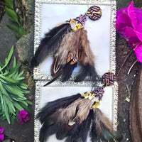 Debbie - Neutral Short Feather Earrings - Shop Moxxc