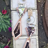 Nersi - Shimmery Geometric Long Dangle Earrings - Shop Moxxc