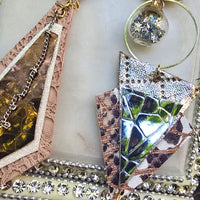 Nersi - Shimmery Geometric Long Dangle Earrings - Shop Moxxc
