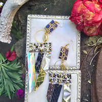 Morgan - Neutral Shimmery Fringe Earrings - Shop Moxxc