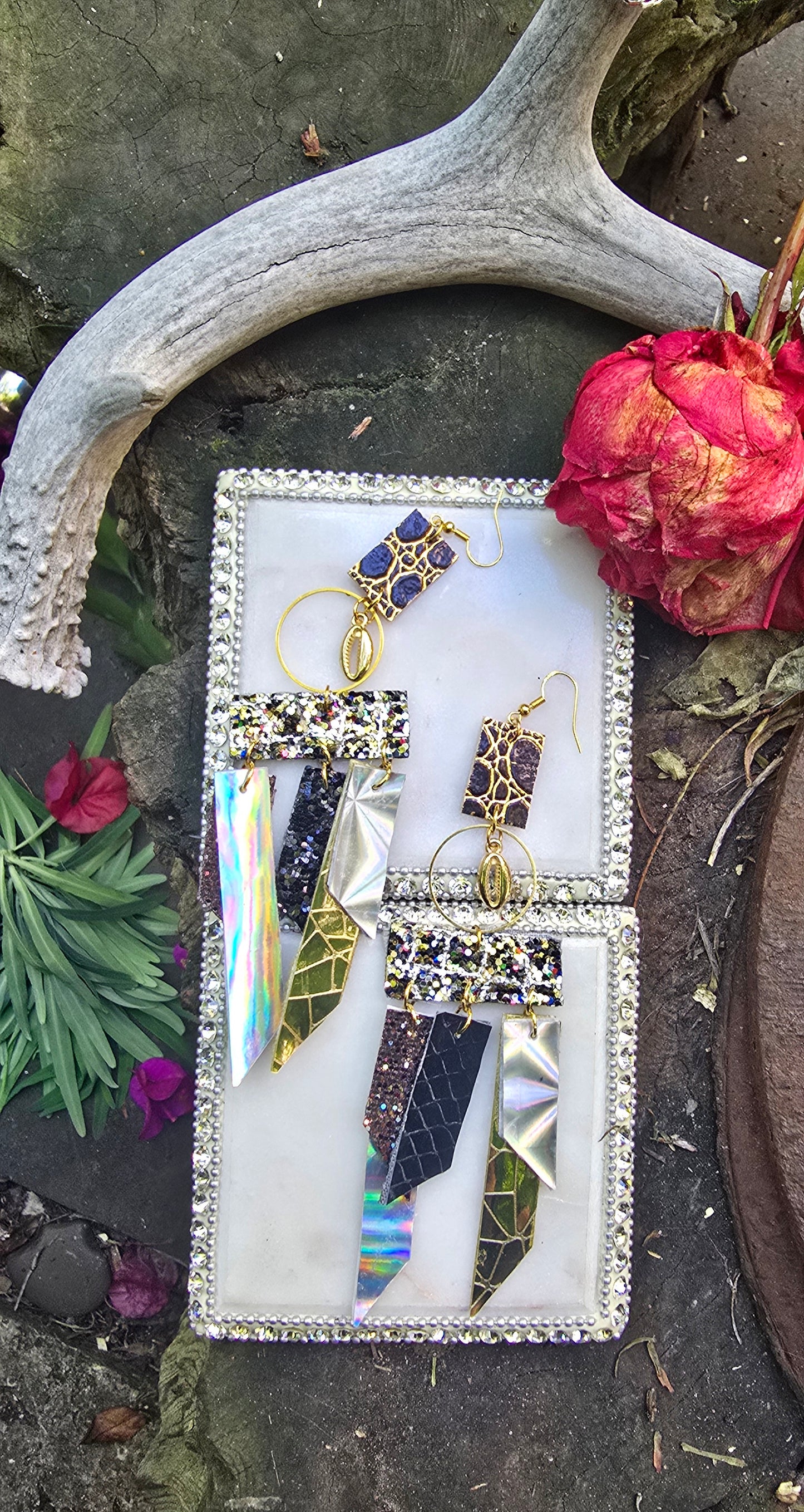 Morgan - Neutral Shimmery Fringe Earrings - Shop Moxxc