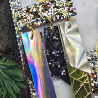 Morgan - Neutral Shimmery Fringe Earrings - Shop Moxxc