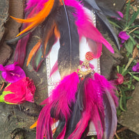 Rosana - Hot Pink Festival Feather Earrings - Shop Moxxc