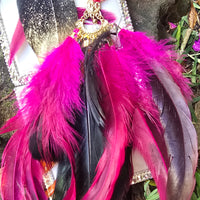 Rosana - Hot Pink Festival Feather Earrings - Shop Moxxc