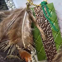 Heather - Olive Green Camouflage Feather Earrings - Shop Moxxc