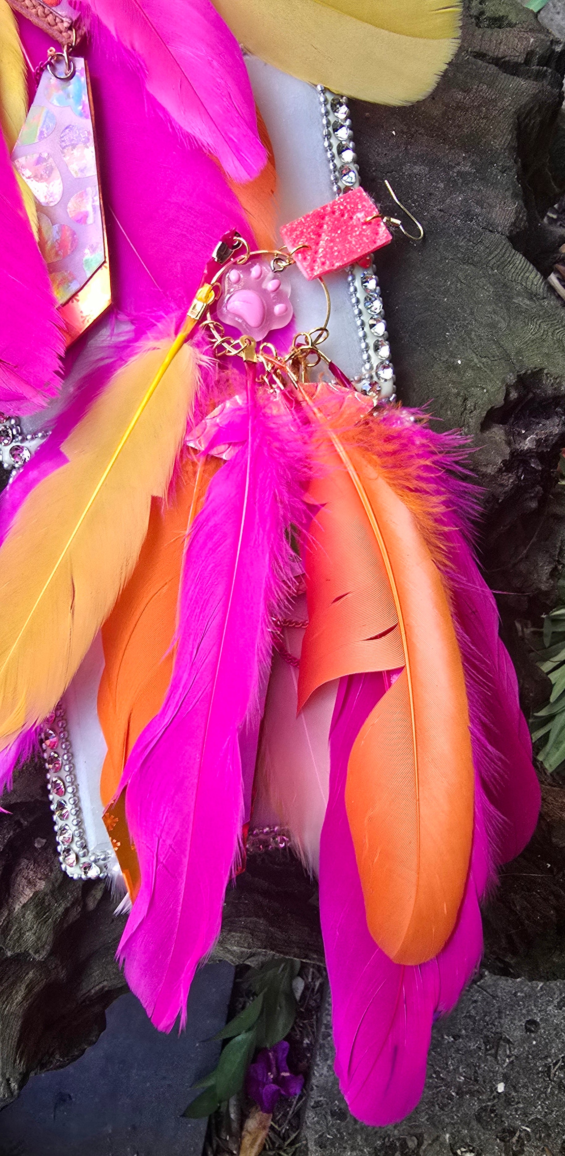Gina - Bright Fun Butterfly Feather Earrings - Shop Moxxc