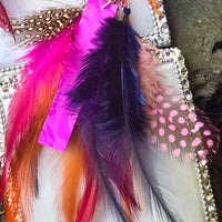 Rosana - Hot Pink Festival Feather Earrings - Shop Moxxc
