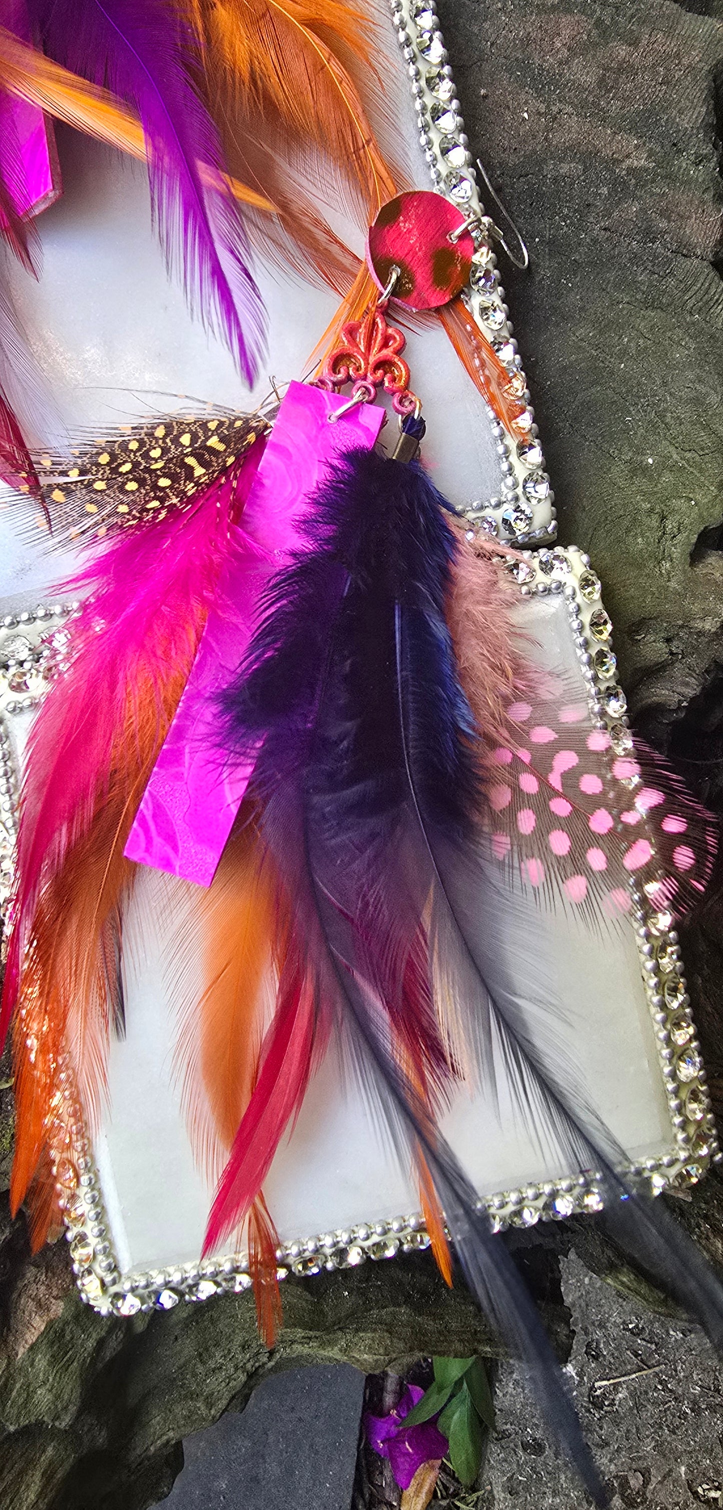 Rosana - Hot Pink Festival Feather Earrings - Shop Moxxc