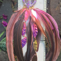 Kalina - Long Pink Festival Feather Earrings - Shop Moxxc
