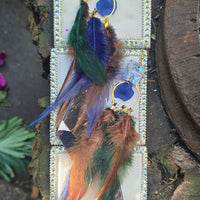Shari - Blue Feather Dangle Earrings - Shop Moxxc