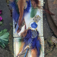 Shari - Blue Feather Dangle Earrings - Shop Moxxc