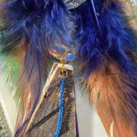 Shari - Blue Feather Dangle Earrings - Shop Moxxc