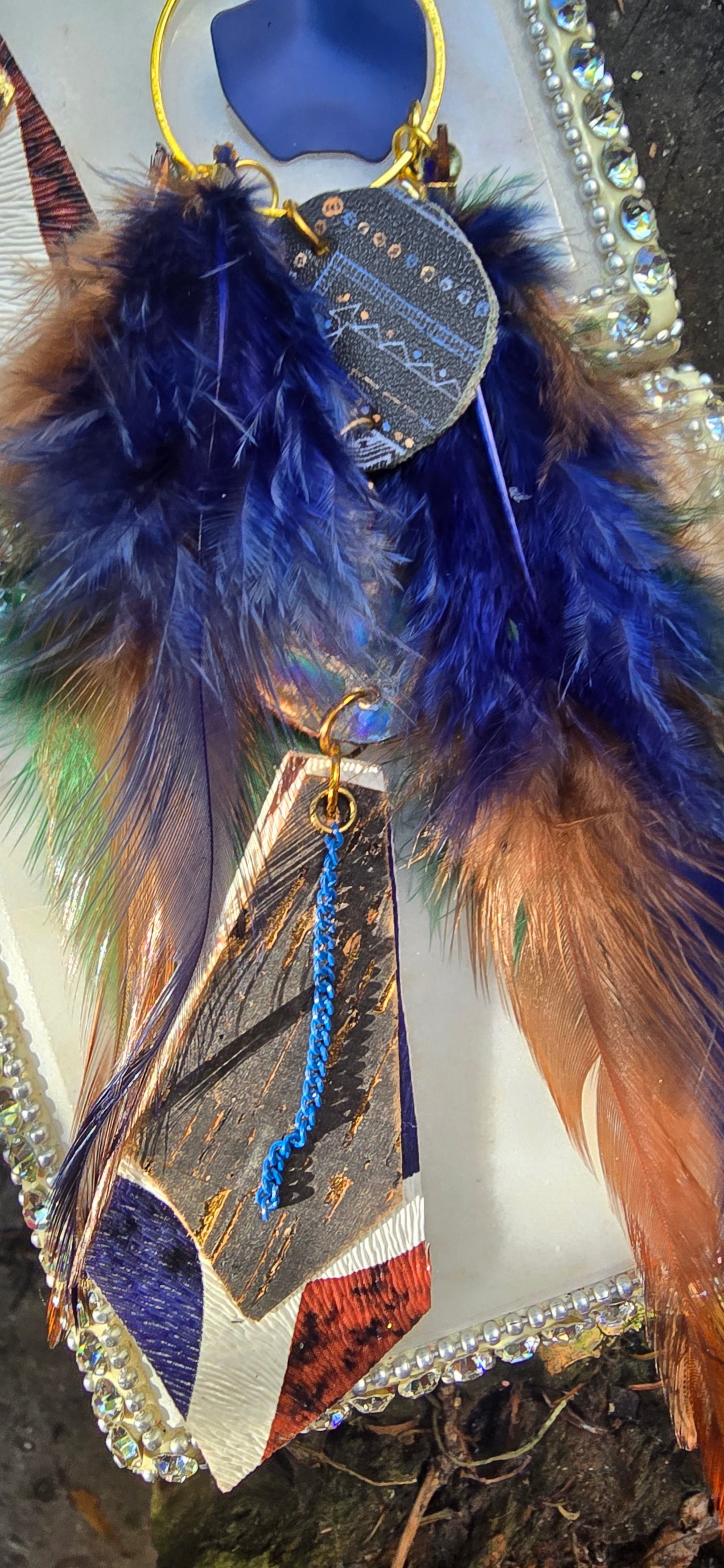 Shari - Blue Feather Dangle Earrings - Shop Moxxc