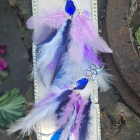 Molly - Purple Blue Boho Feather Earrings - Shop Moxxc