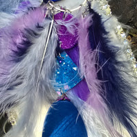 Molly - Purple Blue Boho Feather Earrings - Shop Moxxc
