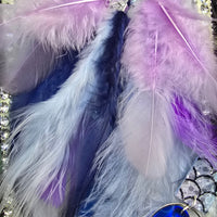 Molly - Purple Blue Boho Feather Earrings - Shop Moxxc