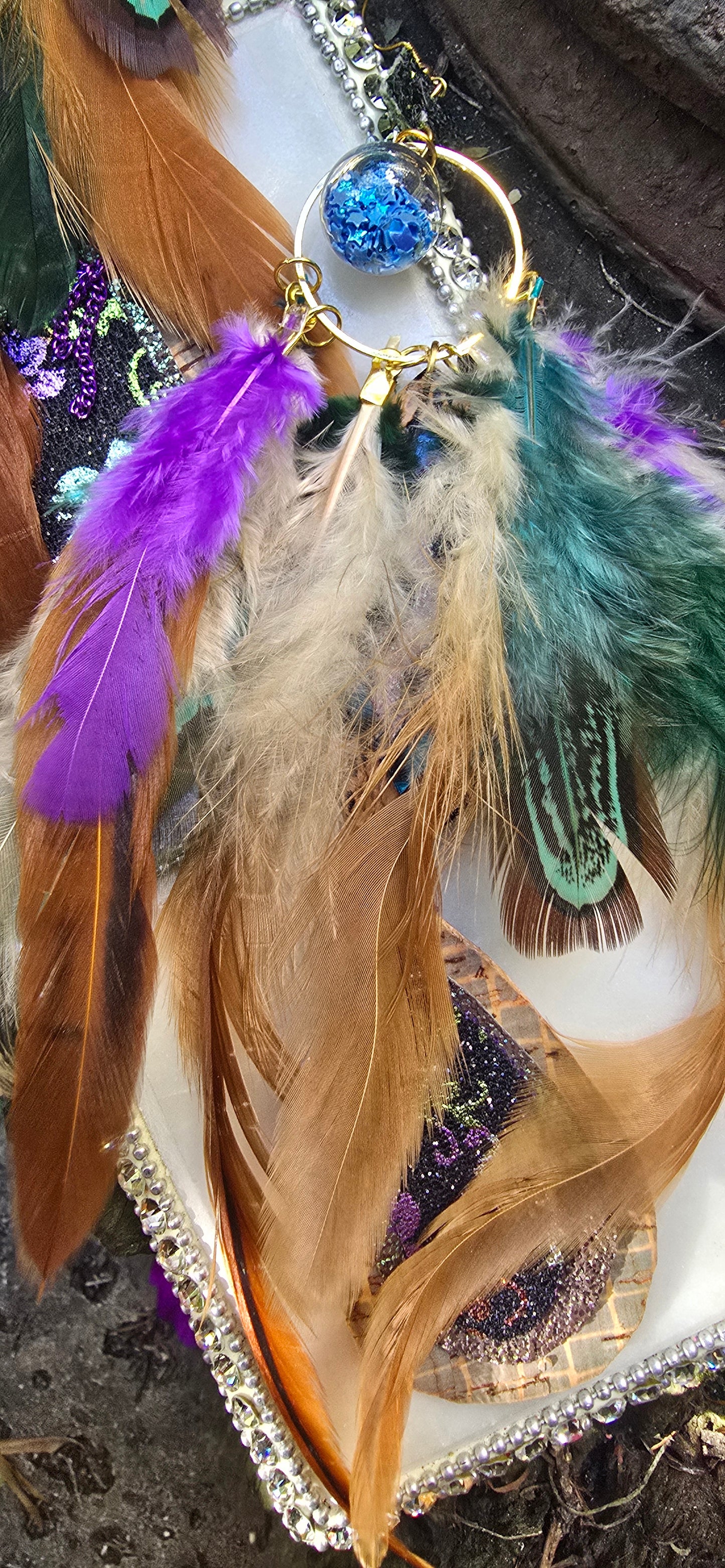 Vivian - Neutral Boho Feather Earrings - Shop Moxxc