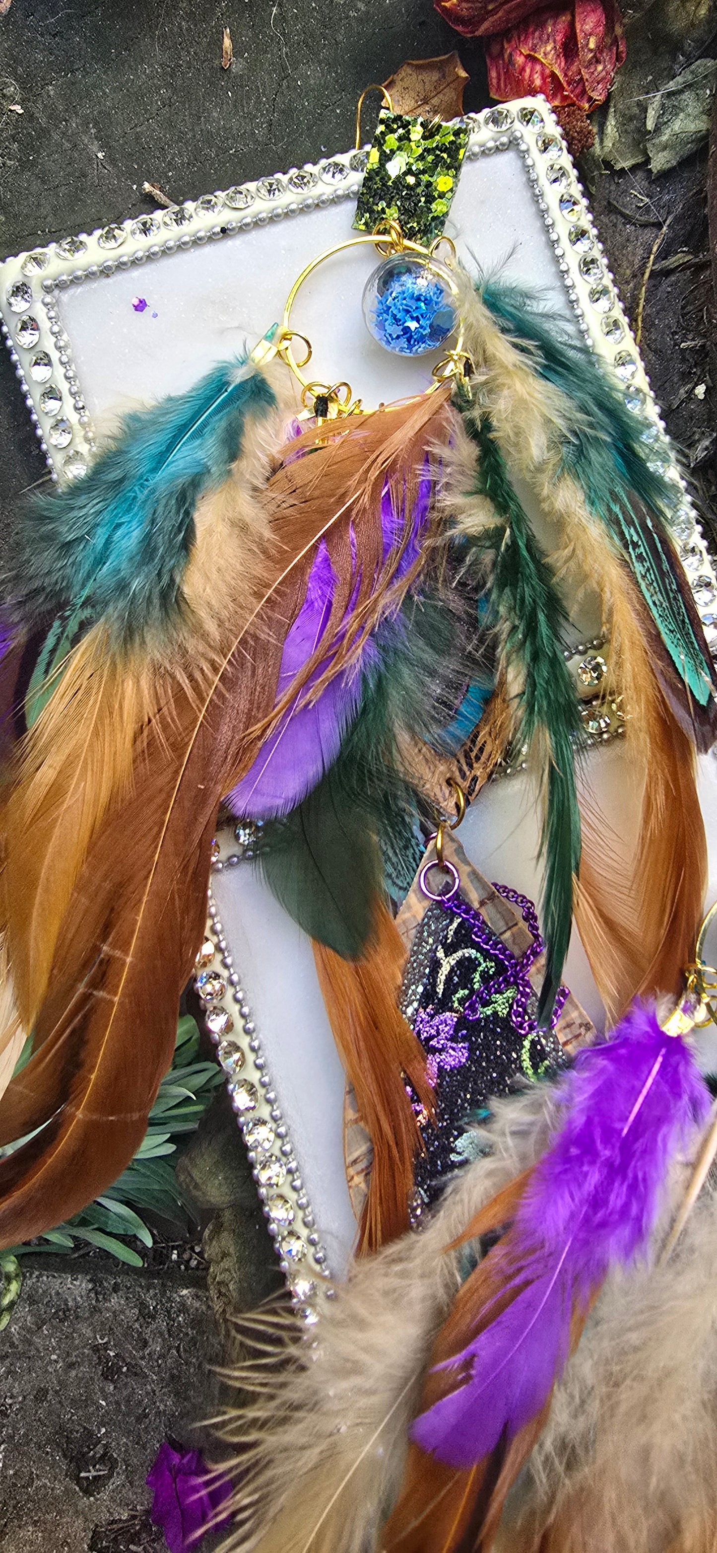 Vivian - Neutral Boho Feather Earrings - Shop Moxxc