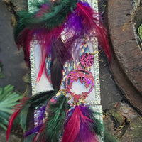 Charlotte - Long Dark Red Boho Feather Earrings - Shop Moxxc