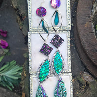 Samantha - Glittery Green Long Dangle Earrings - Shop Moxxc