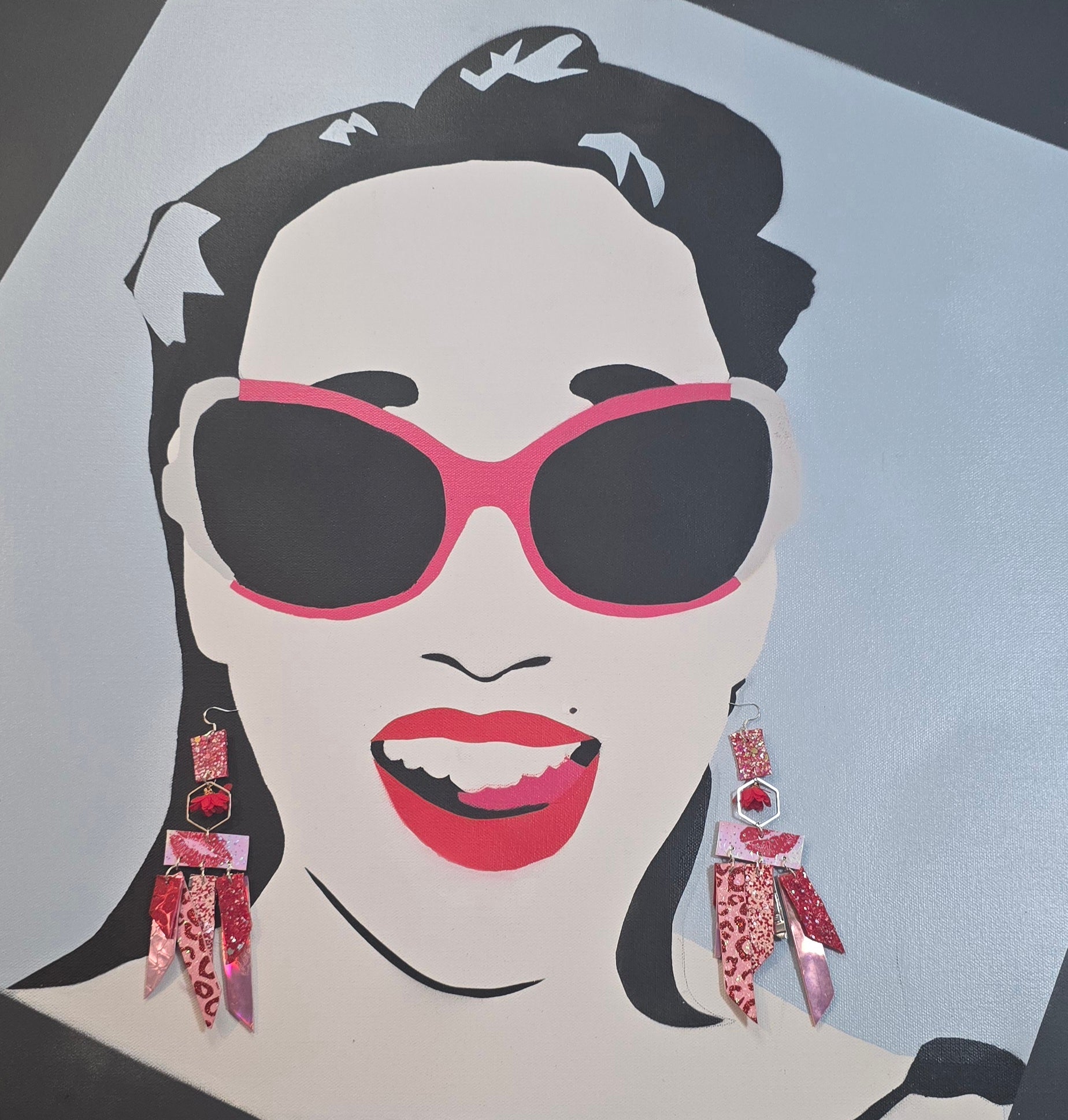 Alana - Red Pink Lip Fringe Earrings - Shop Moxxc