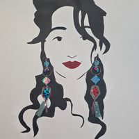 Ivy - Blue Pink Long Dangle Star Earrings - Shop Moxxc