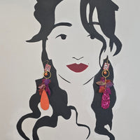 Carrie - Hot Pink and Orange Glittery Teardrop Earrings - Shop Moxxc