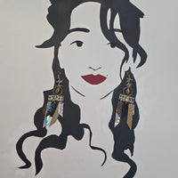 Morgan - Neutral Shimmery Fringe Earrings - Shop Moxxc