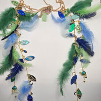 Tess - Blue Green Feather Hair Jewelry Headpiece - Shop Moxxc