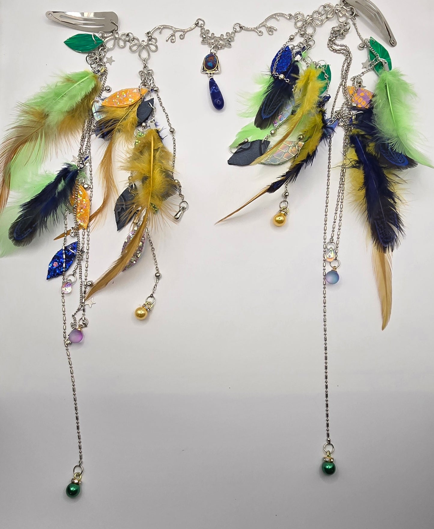 Britt - Green Feather Hair Jewelry Headpiece - Shop Moxxc