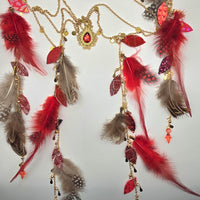 Sophia - Red Feather Hair Jewelry Headpiece - Shop Moxxc