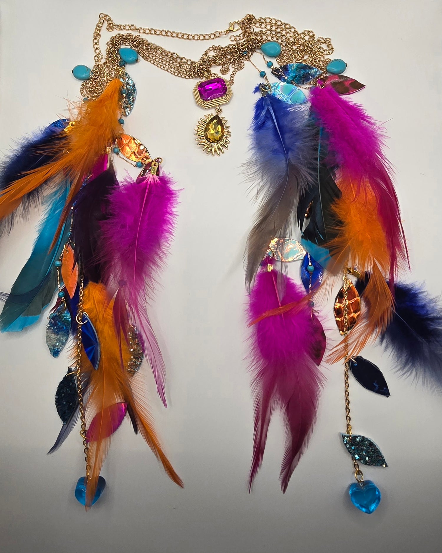 Janet - Multicolored Feather Hair Jewelry Headpiece - Shop Moxxc