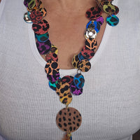 Jessica - Multicolored Animal Print Feather Necklace - Shop Moxxc