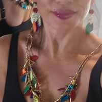 Polina - Rainbow Colored Layered Statement Necklace - Shop Moxxc