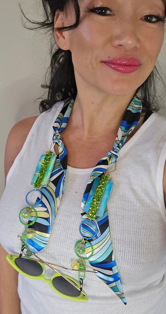 Stephanie - Blue Scarf Eyewear Chains - Shop Moxxc