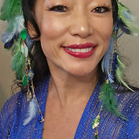 Tess - Blue Green Feather Hair Jewelry Headpiece - Shop Moxxc