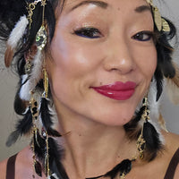 Carly - Neutral Black Feather Hair Jewelry Headpiece - Shop Moxxc