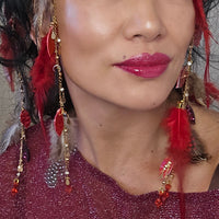 Sophia - Red Feather Hair Jewelry Headpiece - Shop Moxxc