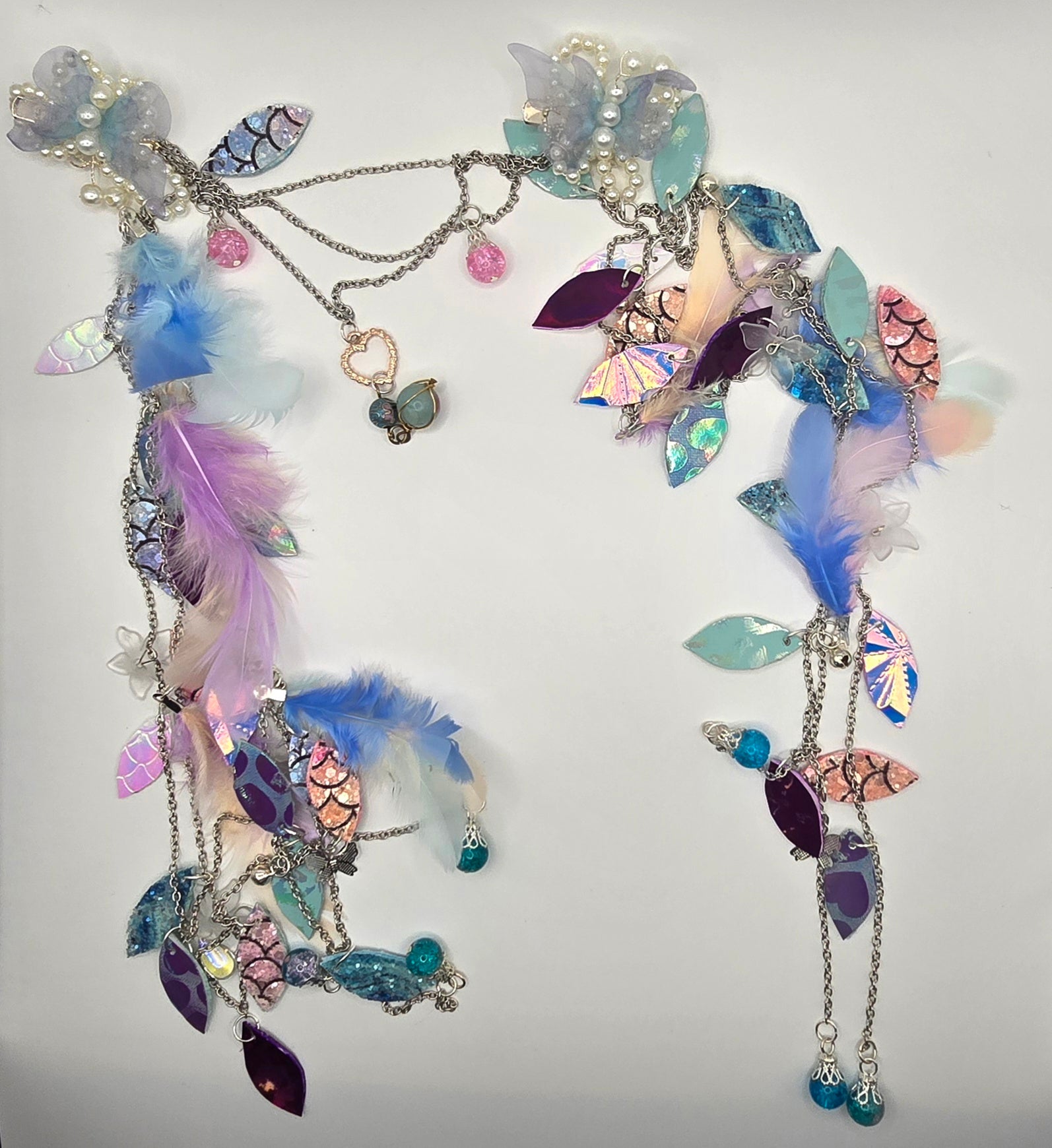 Rochelle - Pastel Feather Hair Jewelry Headpiece - Shop Moxxc