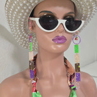 Carla - Multicolored Glittery Scarf Eyewear Chain - Shop Moxxc