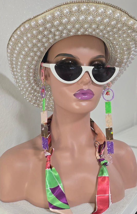 Carla - Multicolored Glittery Scarf Eyewear Chain - Shop Moxxc