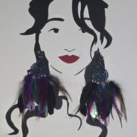 Riquel - Purple Boho Feather Earrings - Shop Moxxc