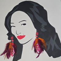 Brenda - Red Romantic Festival Feather Earrings - Shop Moxxc
