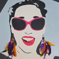 Renee - Purple Orange Animal Print Feather Earrings - Shop Moxxc