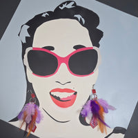 Jodi - Purple Festival Feather Earrings - Shop Moxxc