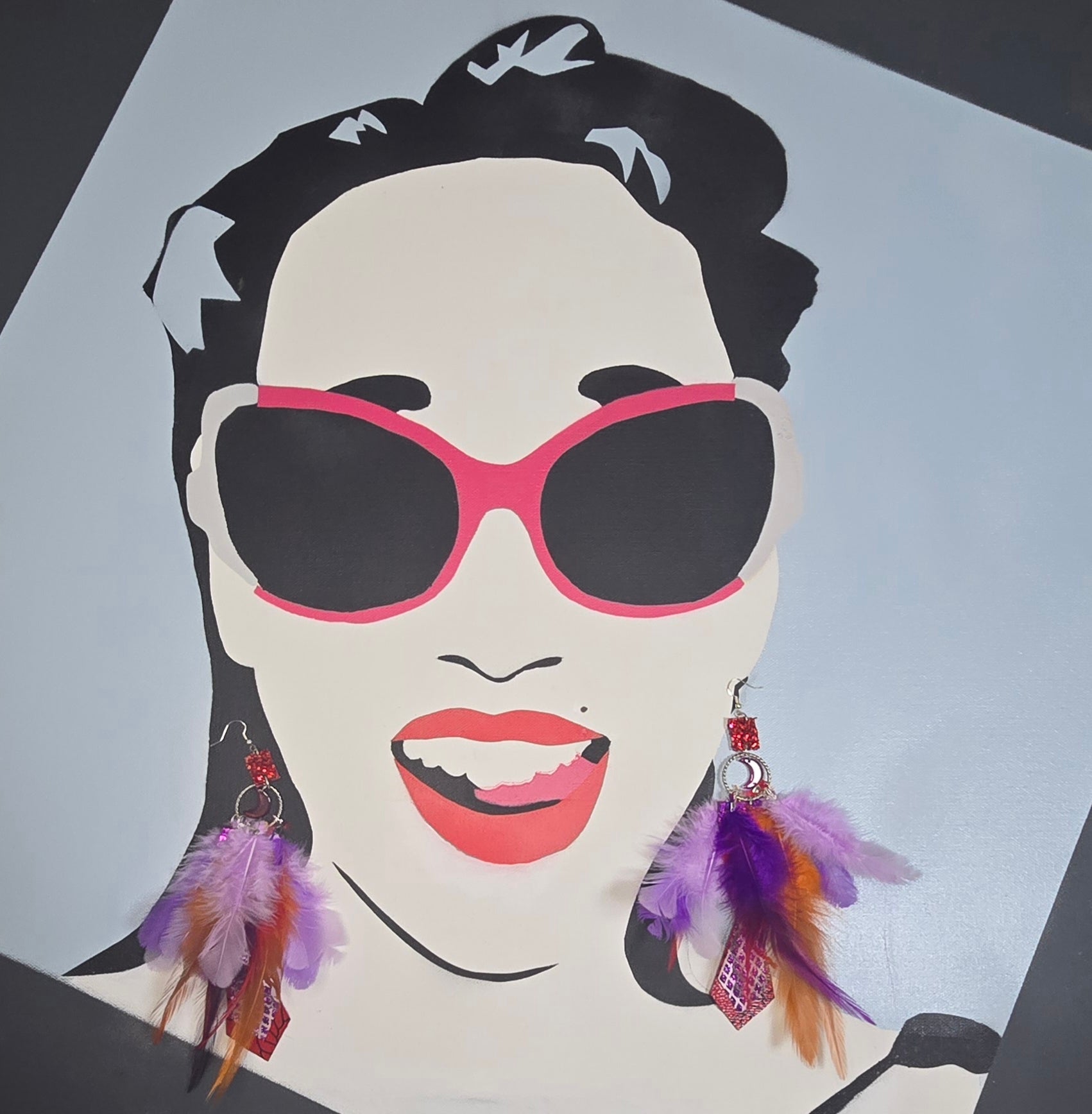 Jodi - Purple Festival Feather Earrings - Shop Moxxc