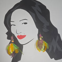 Nadine - Bright Neon Feather Earrings - Shop Moxxc