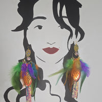 Julie - Multicolored Festival Boho Feather Earrings - Shop Moxxc